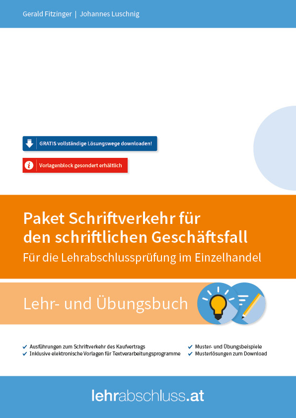 E-Book - Übungspaket Schriftverkehr für Geschäftsfälle für Einzelhandel